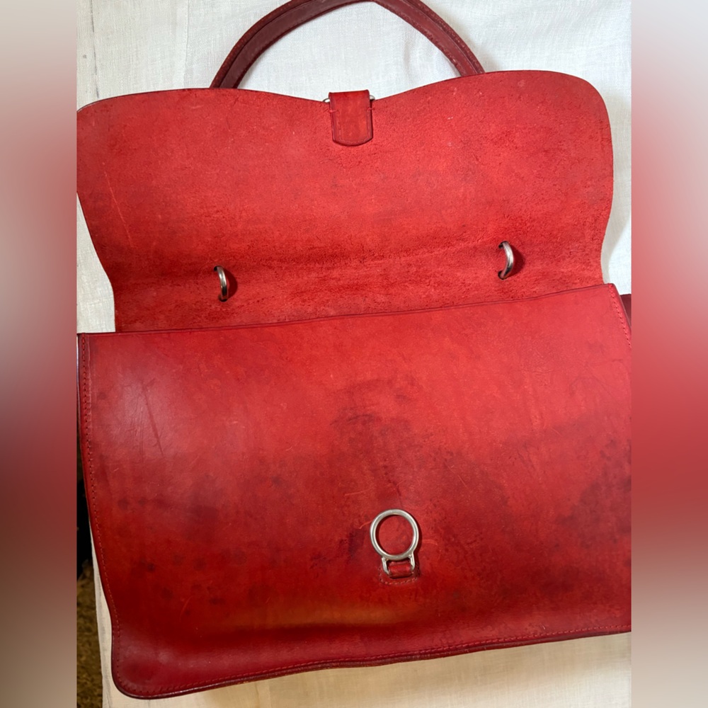 Dooney & Bourke Alto Italian Leather Briefcase Messenger Bag Red Vintage Patina - Picture 10 of 15